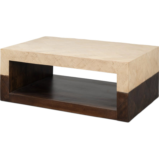 Rowan Coffee Table by Sarreid Ltd. in brown. Made from mango wood in a modern style.