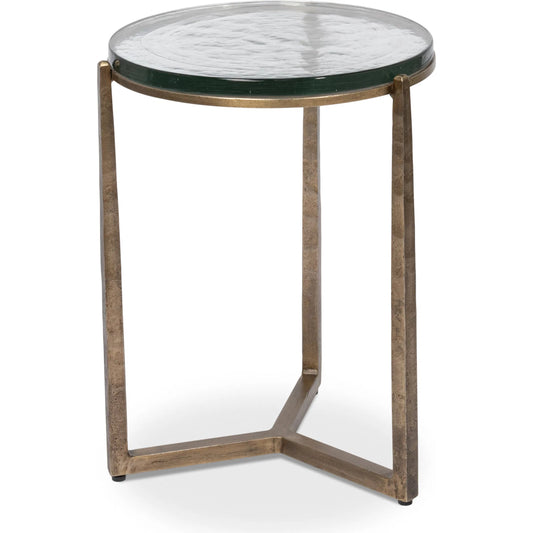 Dorsey Round Side Table 17" by Sarreid Ltd. in bronze. Made from forged iron in a modern style.