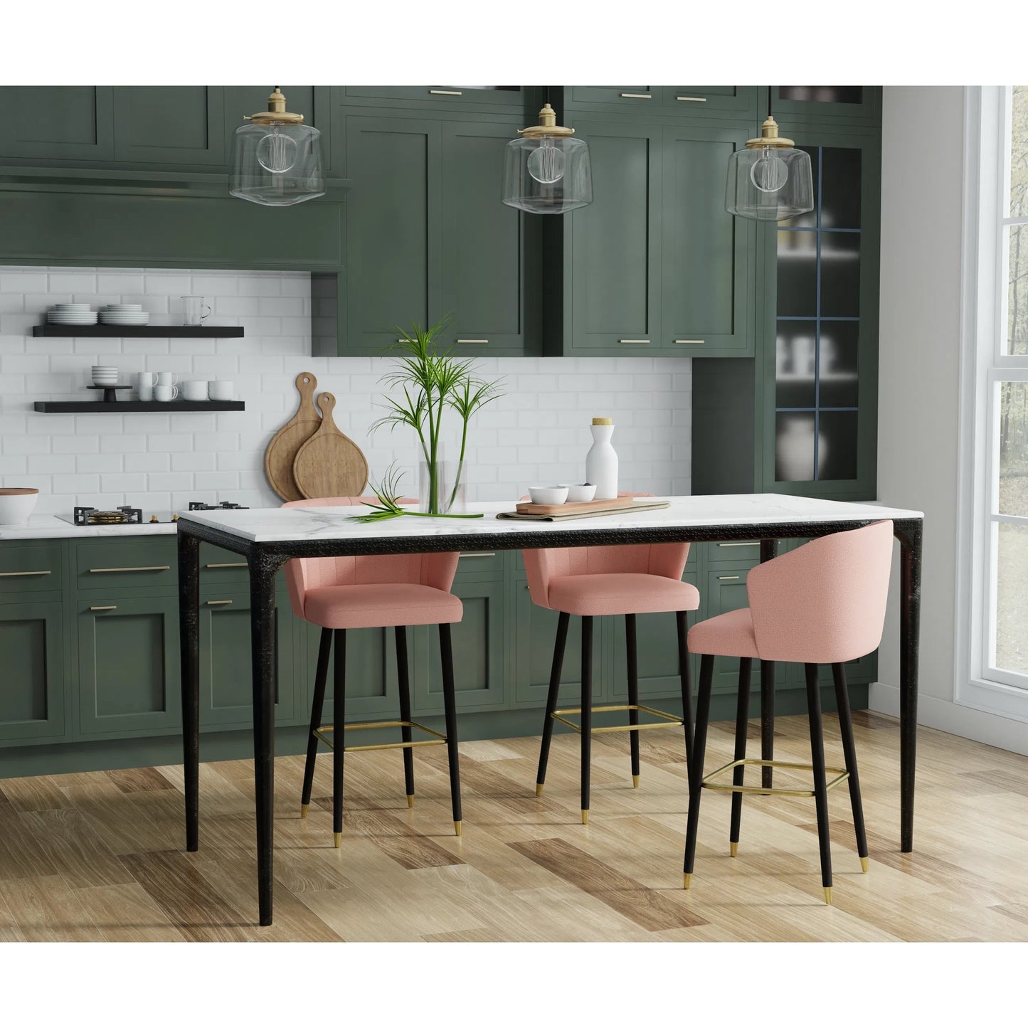 015 SI-2372482 | Lifestyle | Dakor Dining Table by Sarreid Ltd. in black. Made from forged iron, white marble in a modern style.