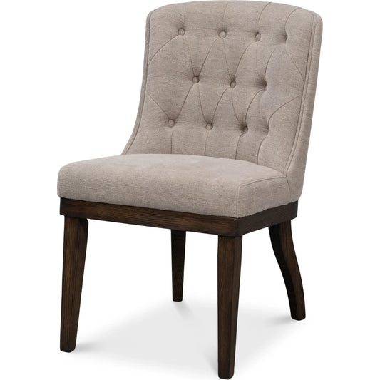 Lyra Side Chair by Sarreid Ltd. in beige. Made from ash wood, fabric in a modern style.