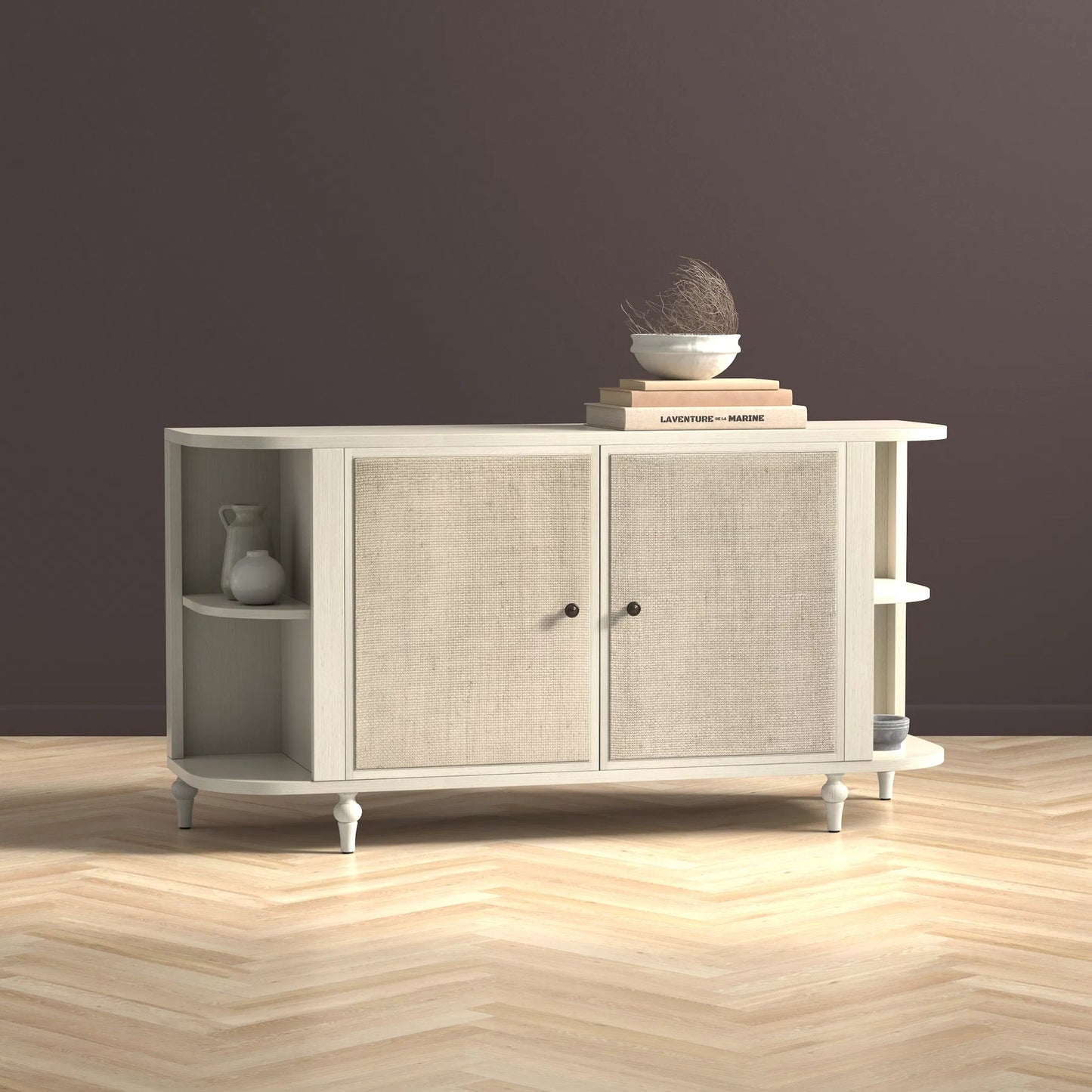 013 SI-2238538 | Lifestyle | Charity Sideboard by Sarreid Ltd. in covet white. Made from tulip wood in a unique style.