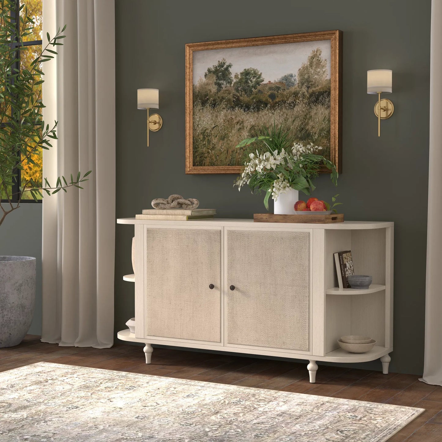 014 SI-2238538 | Lifestyle | Charity Sideboard by Sarreid Ltd. in covet white. Made from tulip wood in a unique style.
