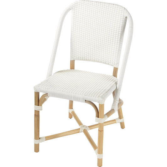 Tenor Dining Chair by Butler Specialty Company in white. Made from 60%-pe plastic weave, 40%-rattan in a coastal style.
