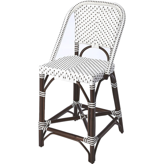 Solstice Counter Stool by Butler Specialty Company. Made from rattan, plastic weave in a coastal style.