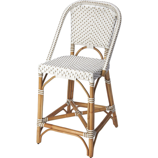Solstice Counter Stool by Butler Specialty Company. Made from rattan, plastic weave in a coastal style.
