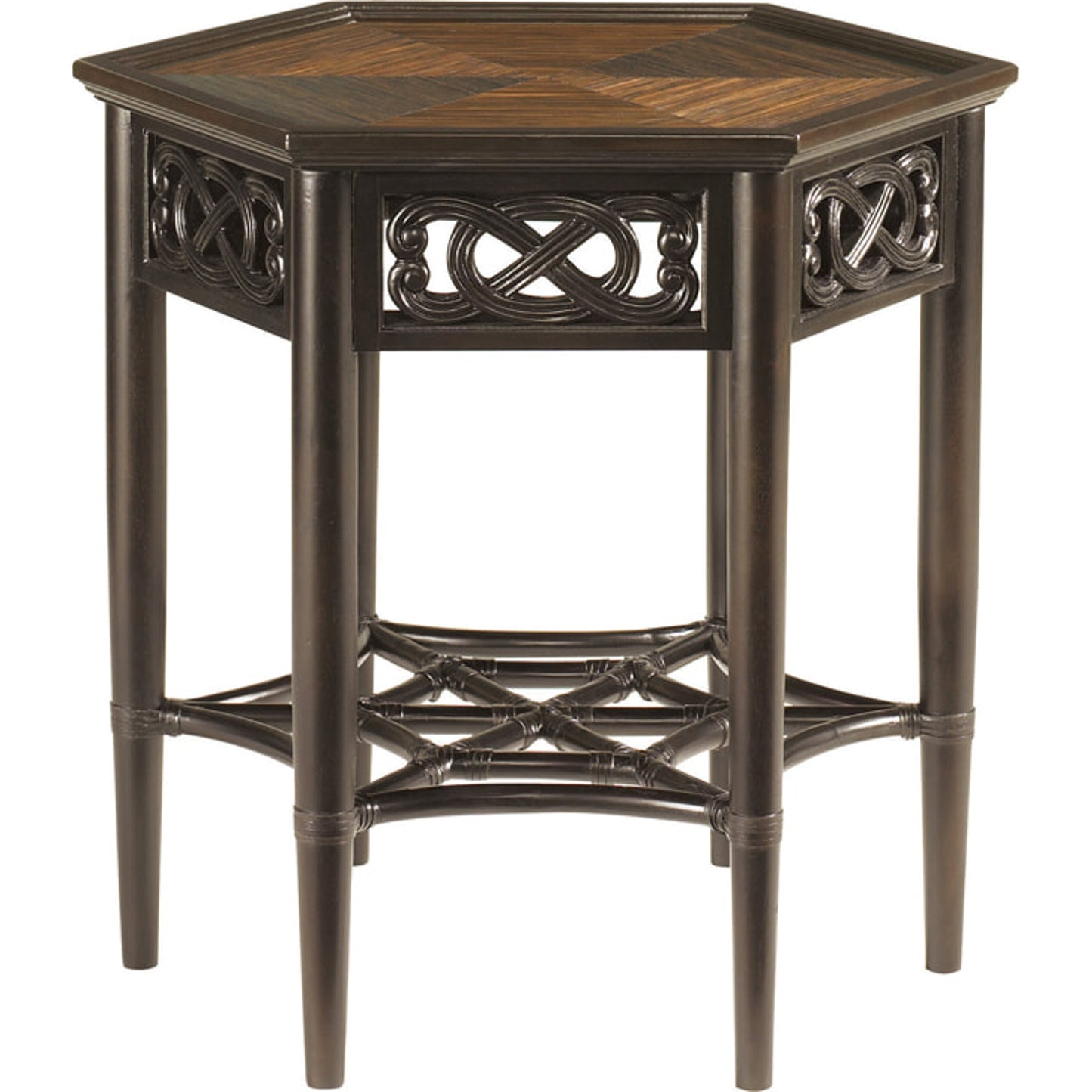 002 SR-836502 | Additional Silo | Sugar and Lace Dining Table by Tommy Bahama Home in ribbon stripe mahogany. Made from unique in a transitional style.