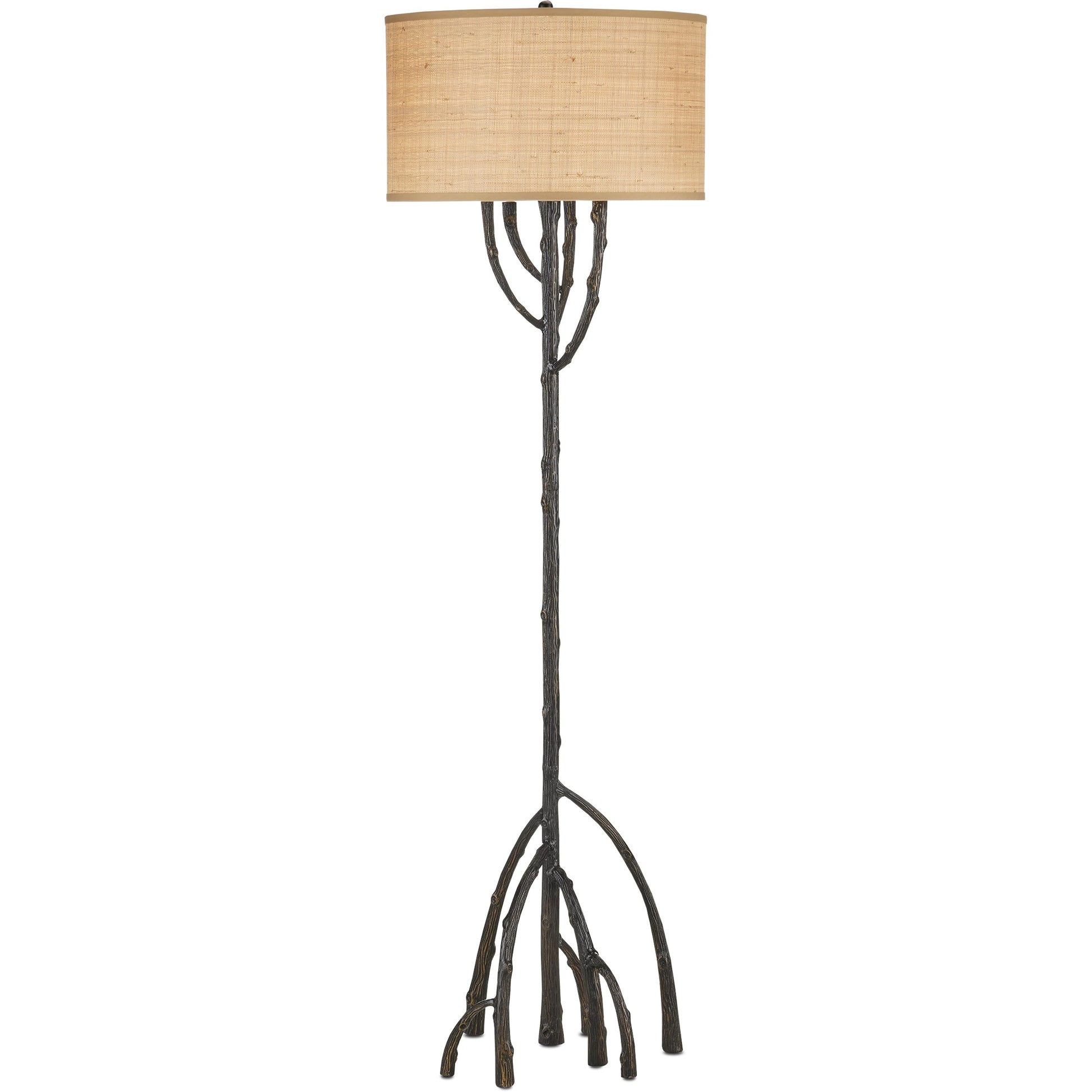Mangrove Floor Lamp by Currey and Company in bronze. Made from cast aluminum in a cottage & farmhouse style.