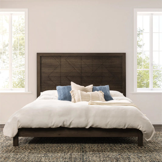 Santa Clara Platform Bed by Classic Home in toasted brown. Made from wood, oak veneer in a modern style.