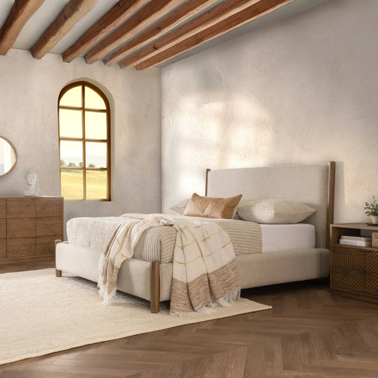 Bennington Bed by Classic Home in dusty beige. Made from unique in a transitional style.