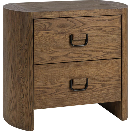 001 SI-2533245 | Primary Silo | Kyrie 2-Drawer Nightstand by Classic Home in tawny brown. Made from oak veneer in a unique style.