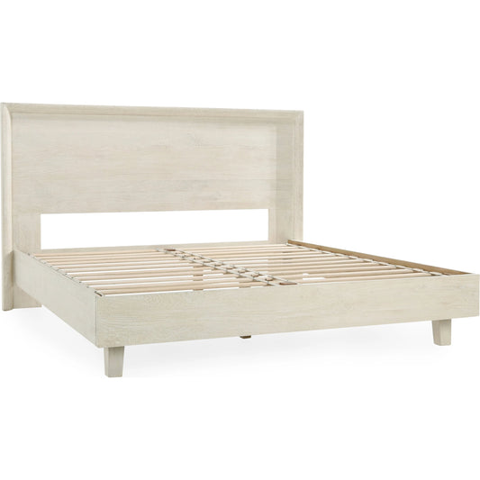 Reece Mango Wood Bed by Classic Home in white. Made from mango wood in a modern style.