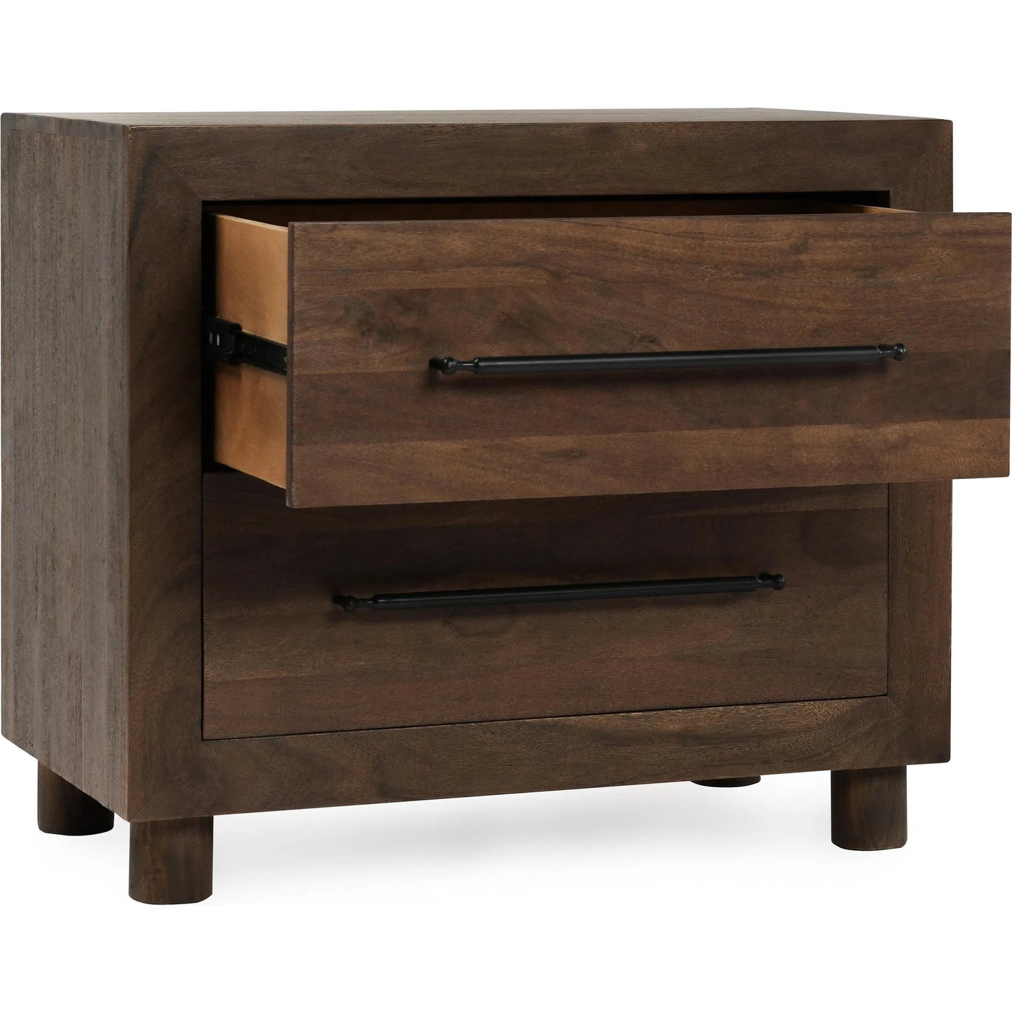 003 SI-2238943 | Additional Silo | Jaxon Two-Drawer Acacia Wood Nightstand by Classic Home in cocoa brown. Made from acacia wood in a traditional style.