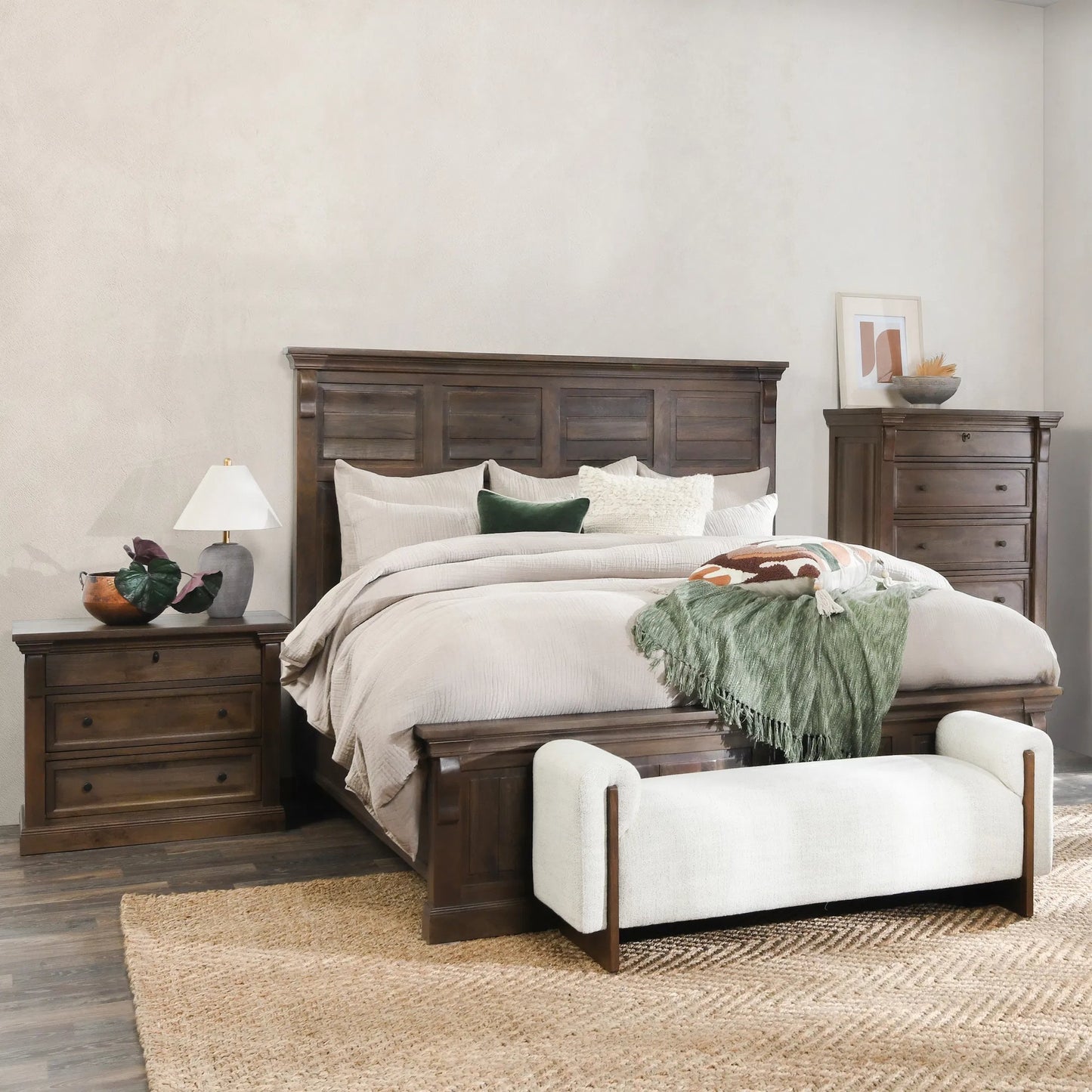 025 SI-2249261 | Lifestyle | Adelaide Mango Wood Bed by Classic Home in brown. Made from mango wood in a traditional style.