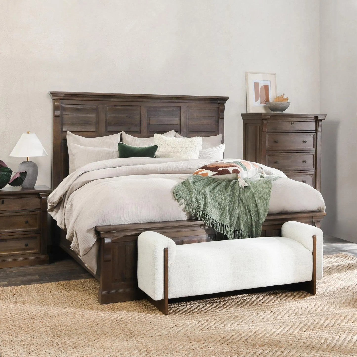 026 SI-2249261 | Lifestyle | Adelaide Mango Wood Bed by Classic Home in brown. Made from mango wood in a traditional style.