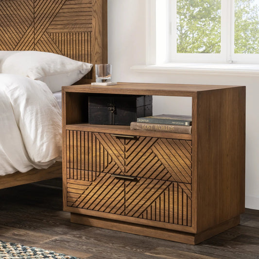 Santa Clara 2-Drawer Nightstand by Classic Home in oak golden. Made from oak veneer in a modern style.