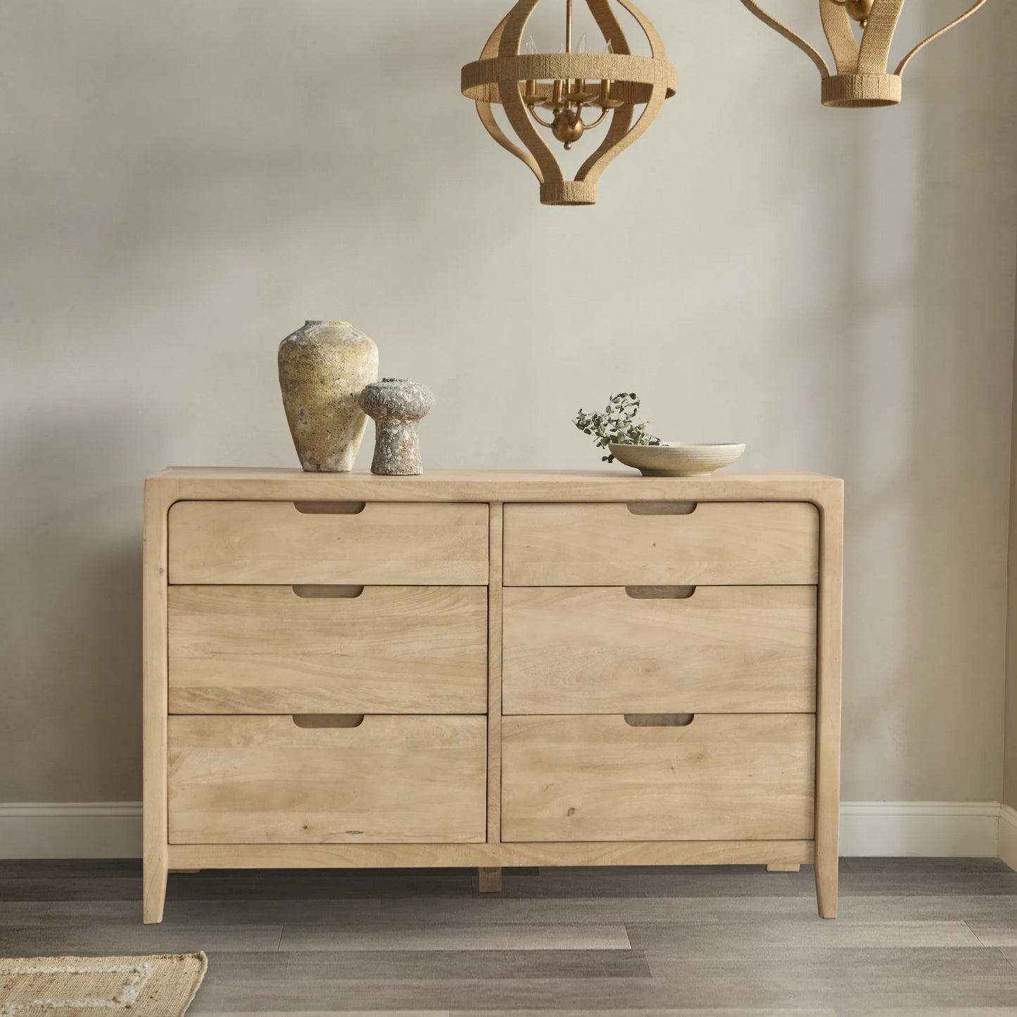 007 SI-2353755 | Closeup | Laguna 6-Drawer Mango Wood Dresser by Classic Home in natural. Made from mango wood in a unique style.