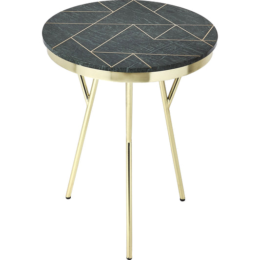Haven Accent Table by Butler Specialty Company in green and metalworks. Made from iron, brass finish, mdf, marble, brass metal inlay design in a modern style.