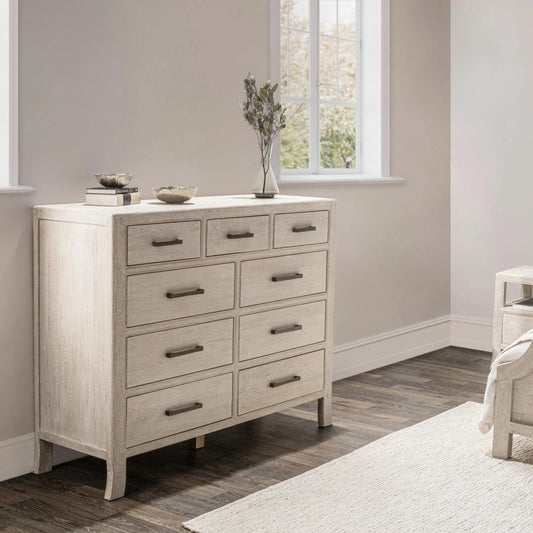 Westmont 9-Drawer Mango Wood Dresser by Classic Home. Made from mango wood in a transitional style.