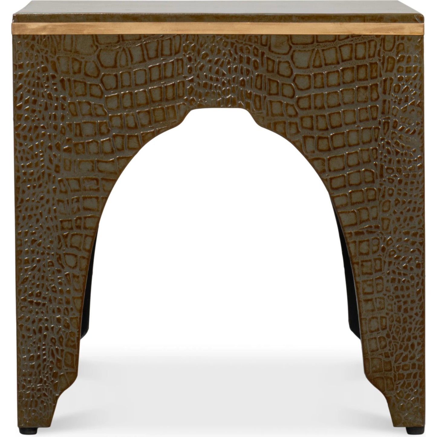 017 SI-2238582 | Additional Silo | Croco Embossed Leather Stool by Sarreid Ltd.. Made from leather, wood in a unique style.