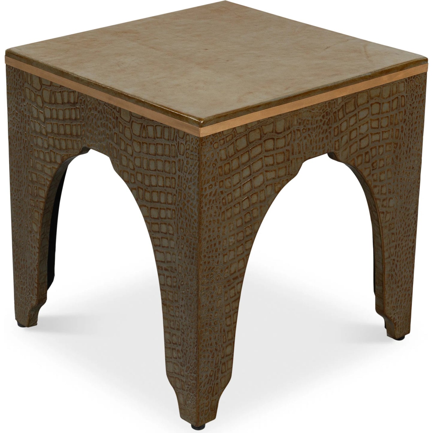 021 SI-2238582 | Additional Silo | Croco Embossed Leather Stool by Sarreid Ltd.. Made from leather, wood in a unique style.
