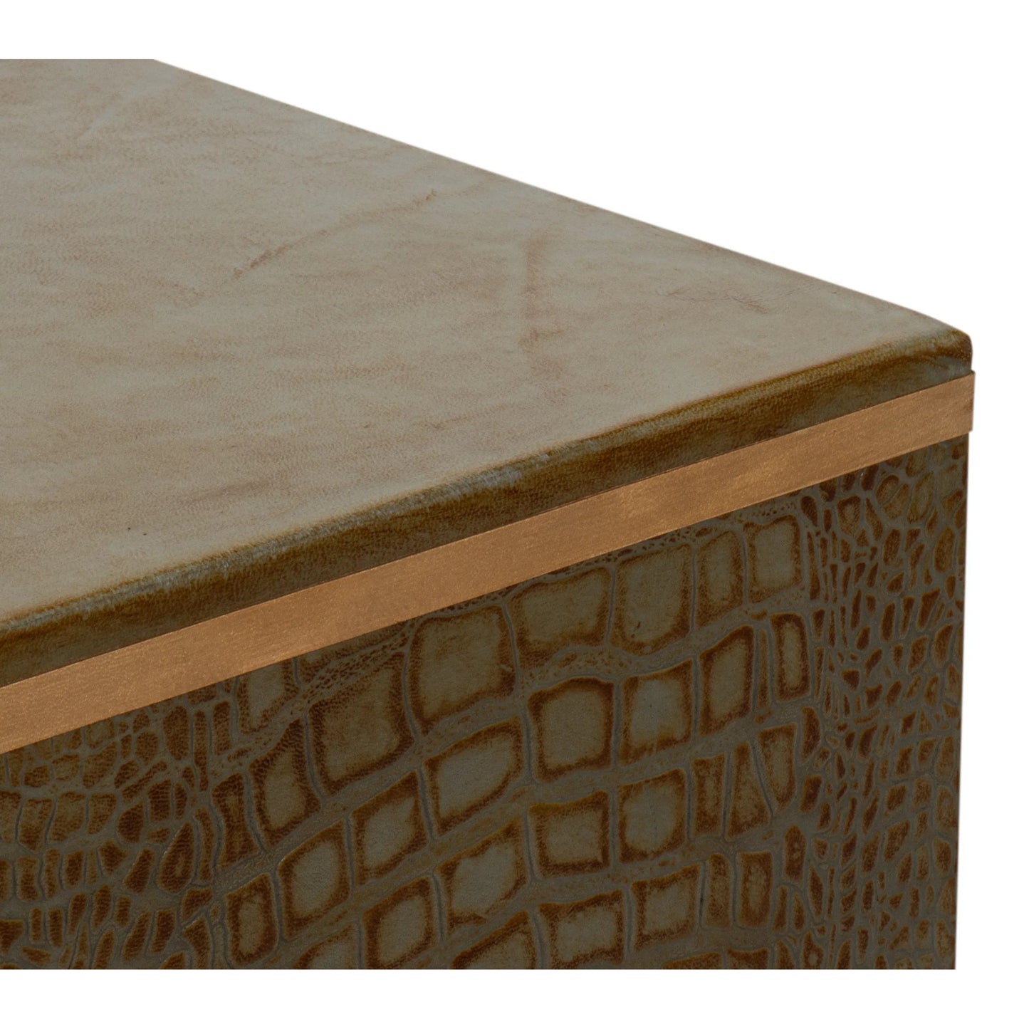 016 SI-2238582 | Additional Silo | Croco Embossed Leather Stool by Sarreid Ltd.. Made from leather, wood in a unique style.