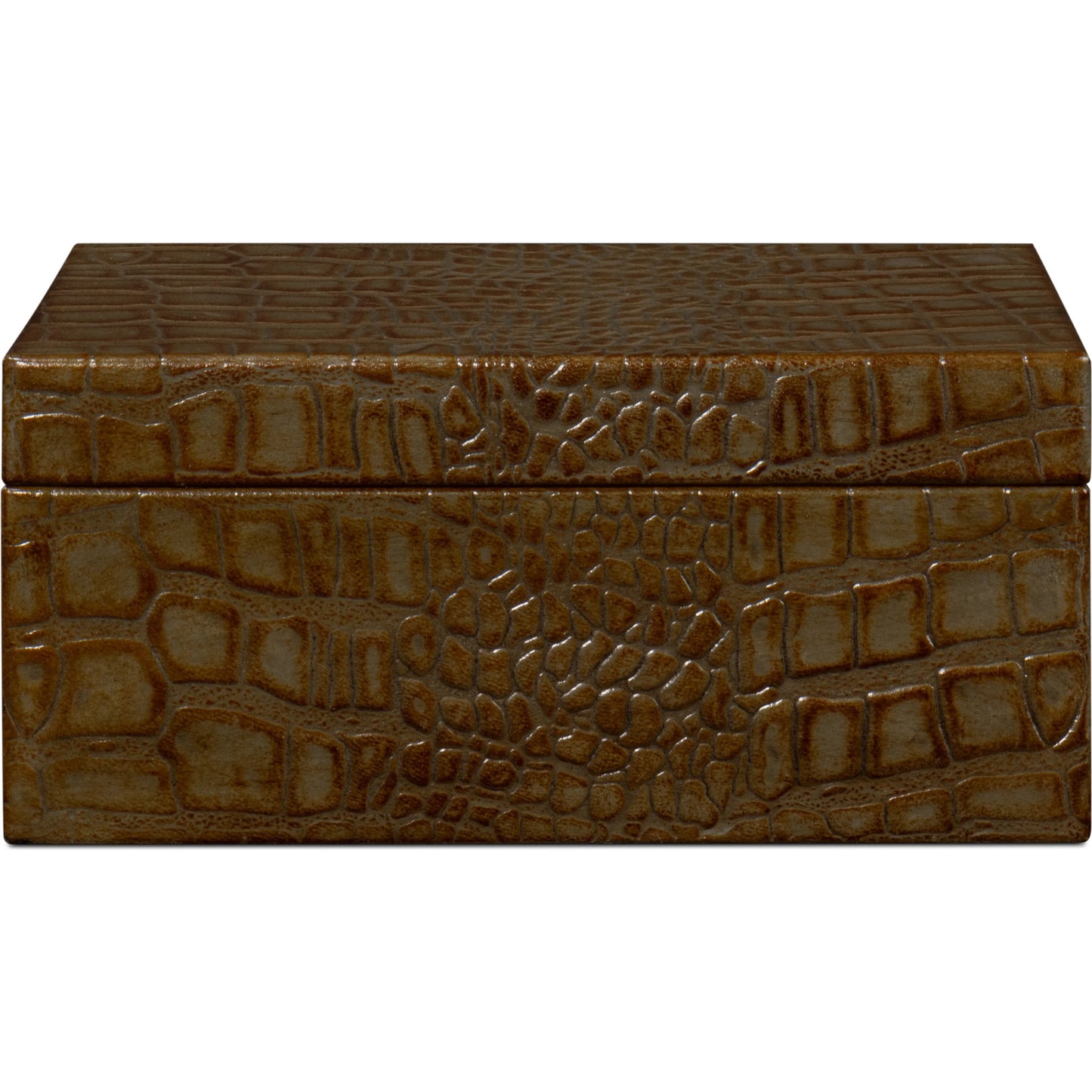 022 SI-2238588 | Additional Silo | Candece Leather Box by Sarreid Ltd.. Made from croco embossed leather over wood in a unique style.