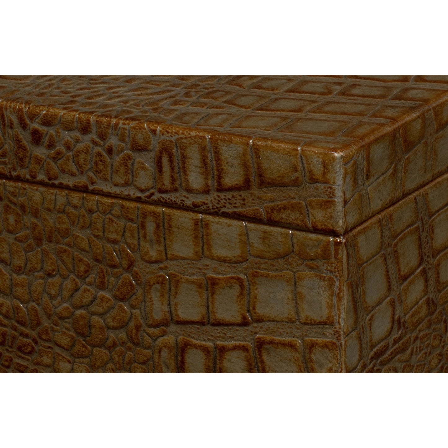 016 SI-2238588 | Additional Silo | Candece Leather Box by Sarreid Ltd.. Made from croco embossed leather over wood in a unique style.