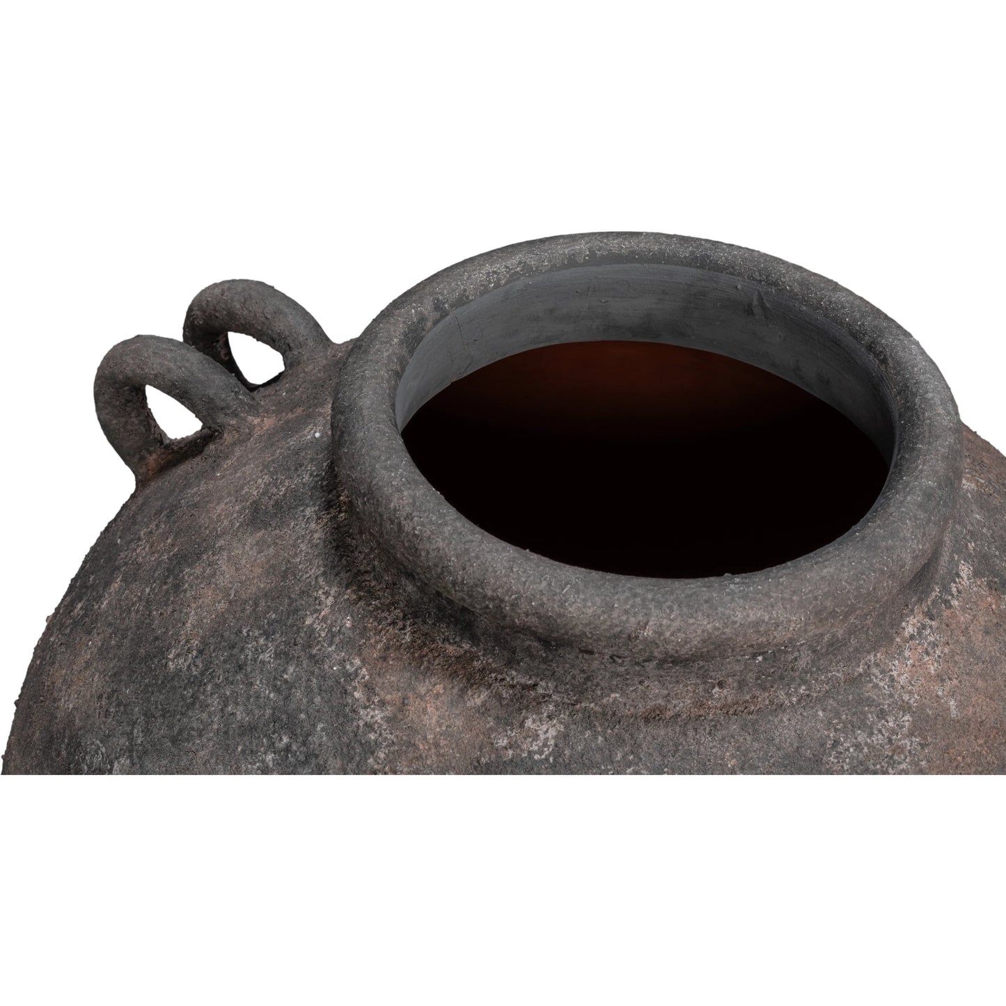 011 SI-2238613 | Additional Silo | De Velde Decorative Pot by Sarreid Ltd. in mottled black, terra cotta. Made from pottery in a unique style.
