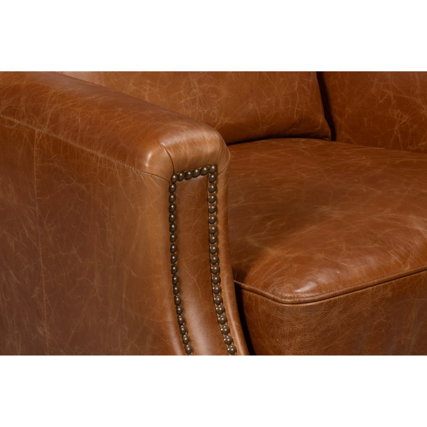 004 SI-2238614 | Additional Silo | Dimity Distilled Leather Chair by Sarreid Ltd. in brown. Made from cuba brown leather, wood in a unique style.