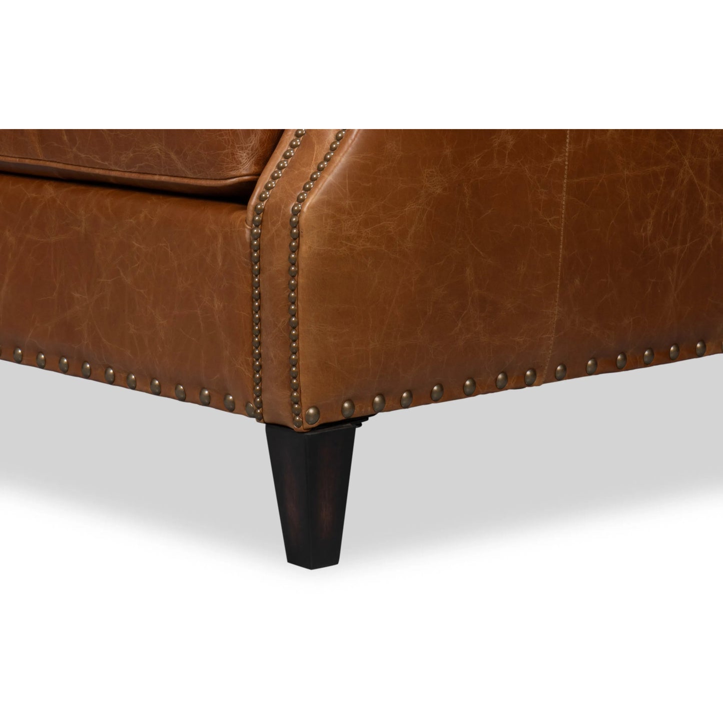 003 SI-2238614 | Additional Silo | Dimity Distilled Leather Chair by Sarreid Ltd. in brown. Made from cuba brown leather, wood in a unique style.