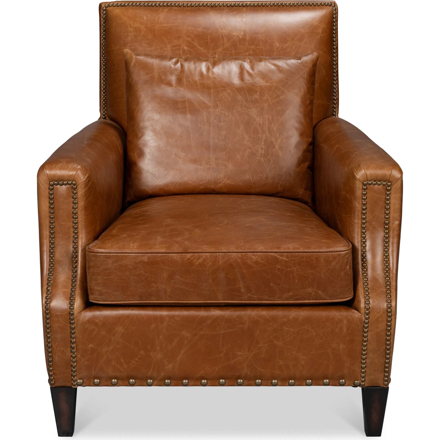 007 SI-2238614 | Additional Silo | Dimity Distilled Leather Chair by Sarreid Ltd. in brown. Made from cuba brown leather, wood in a unique style.