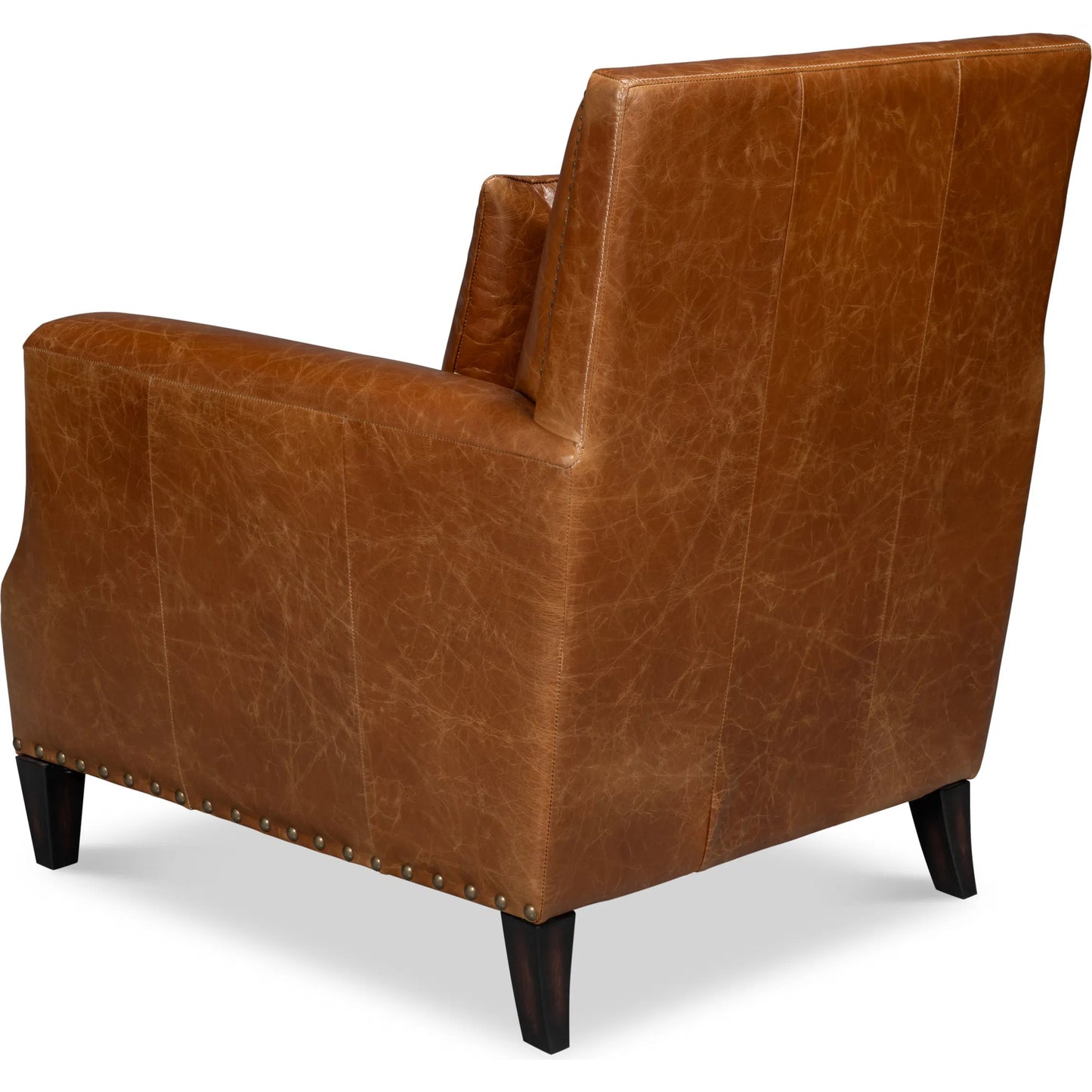 008 SI-2238614 | Additional Silo | Dimity Distilled Leather Chair by Sarreid Ltd. in brown. Made from cuba brown leather, wood in a unique style.