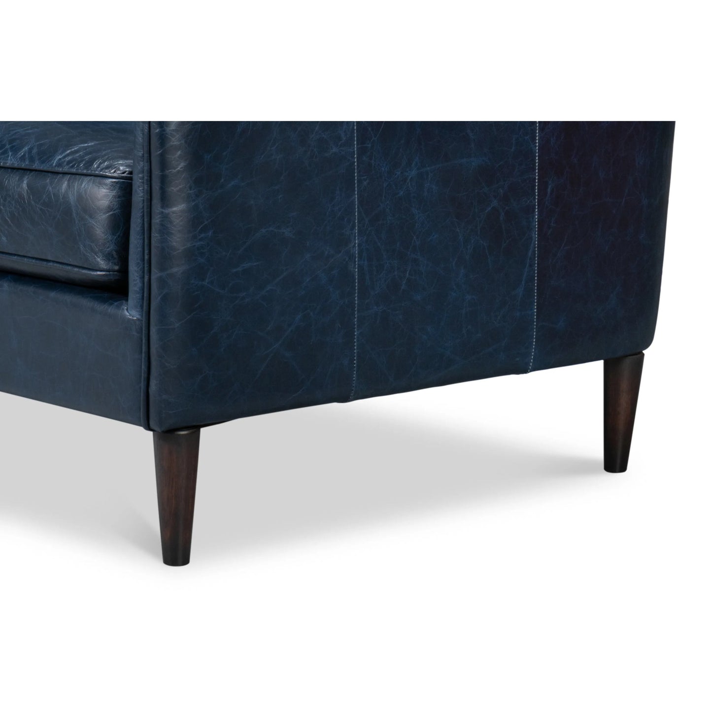 007 SI-2238616 | Additional Silo | Alehandro Leather Sofa by Sarreid Ltd. in chateau blue. Made from leather, wood in a unique style.
