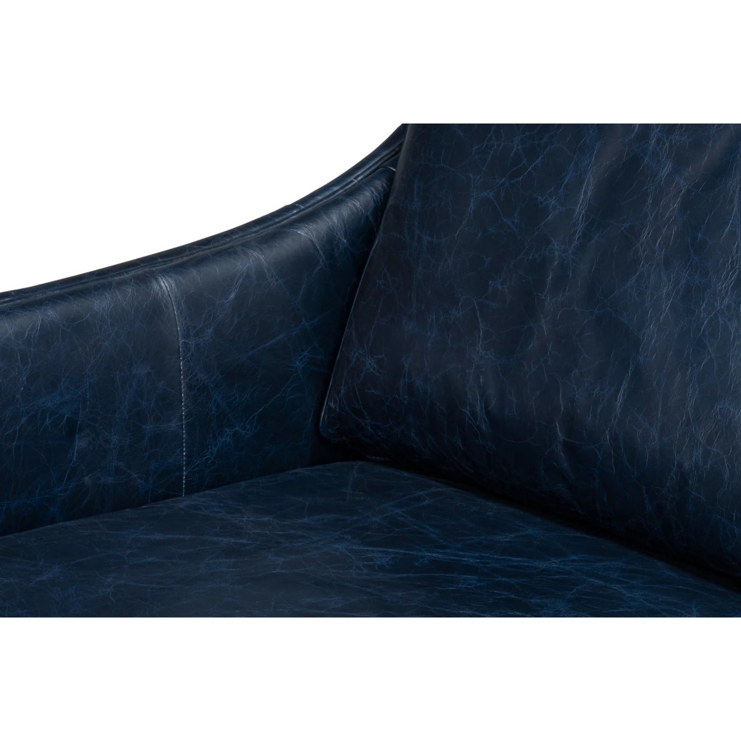 004 SI-2238616 | Additional Silo | Alehandro Leather Sofa by Sarreid Ltd. in chateau blue. Made from leather, wood in a unique style.