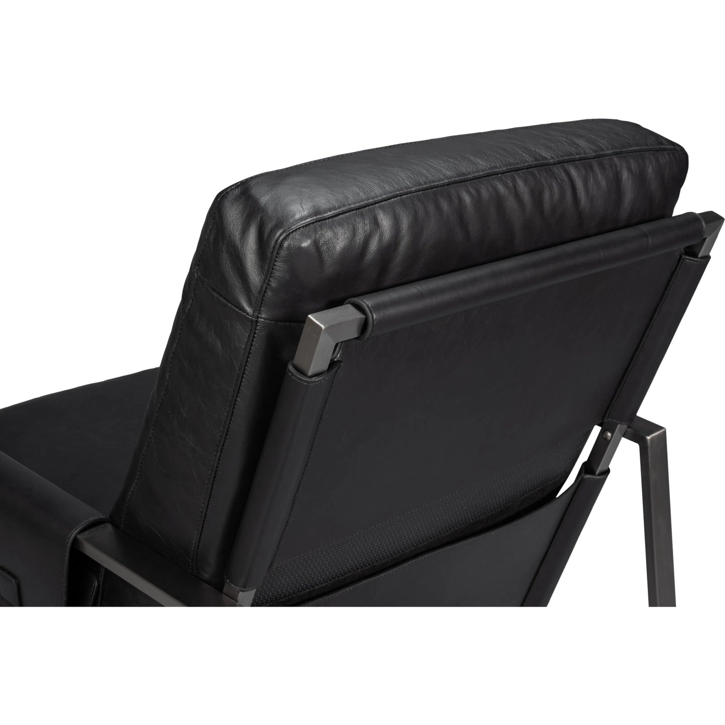 012 SI-2238619 | Additional Silo | Edmonds Distilled Leather Chair by Sarreid Ltd. in onyx black. Made from leather, iron in a unique style.