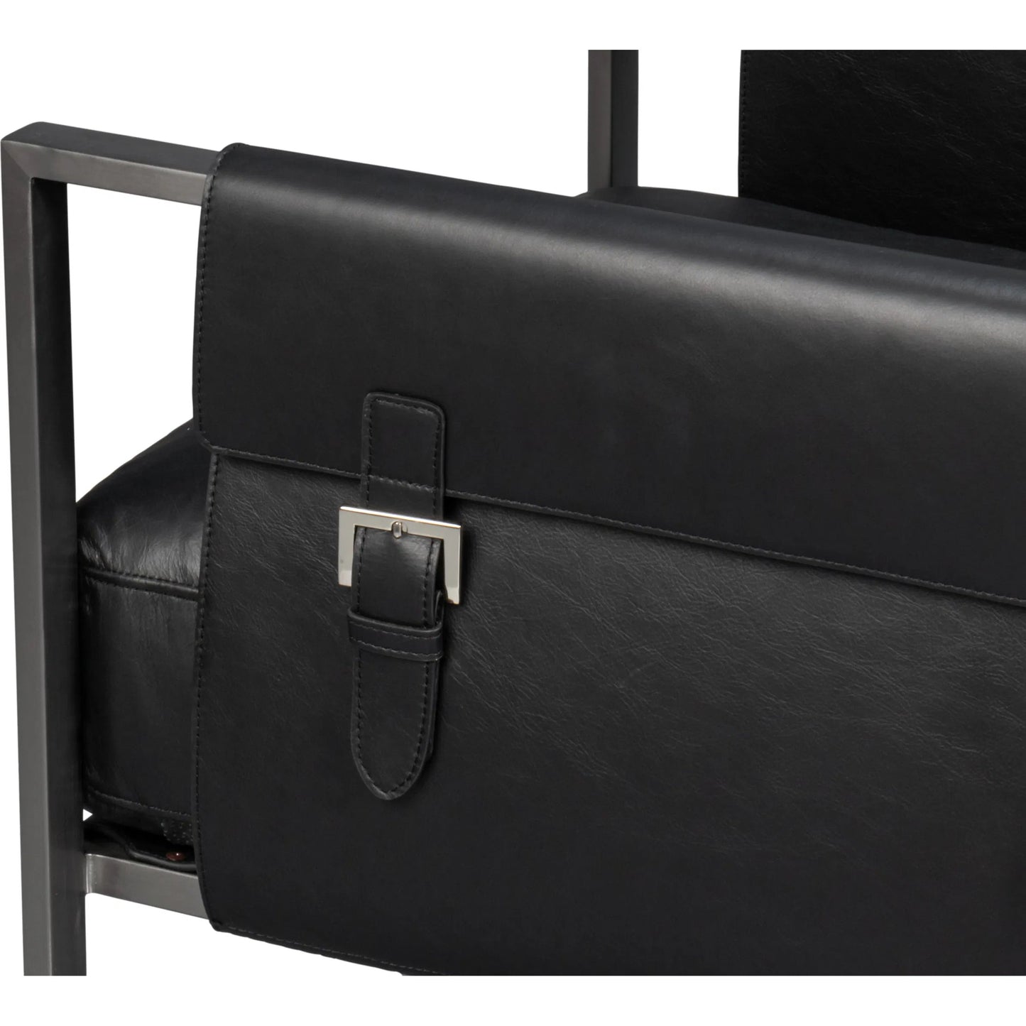 002 SI-2238619 | Additional Silo | Edmonds Distilled Leather Chair by Sarreid Ltd. in onyx black. Made from leather, iron in a unique style.