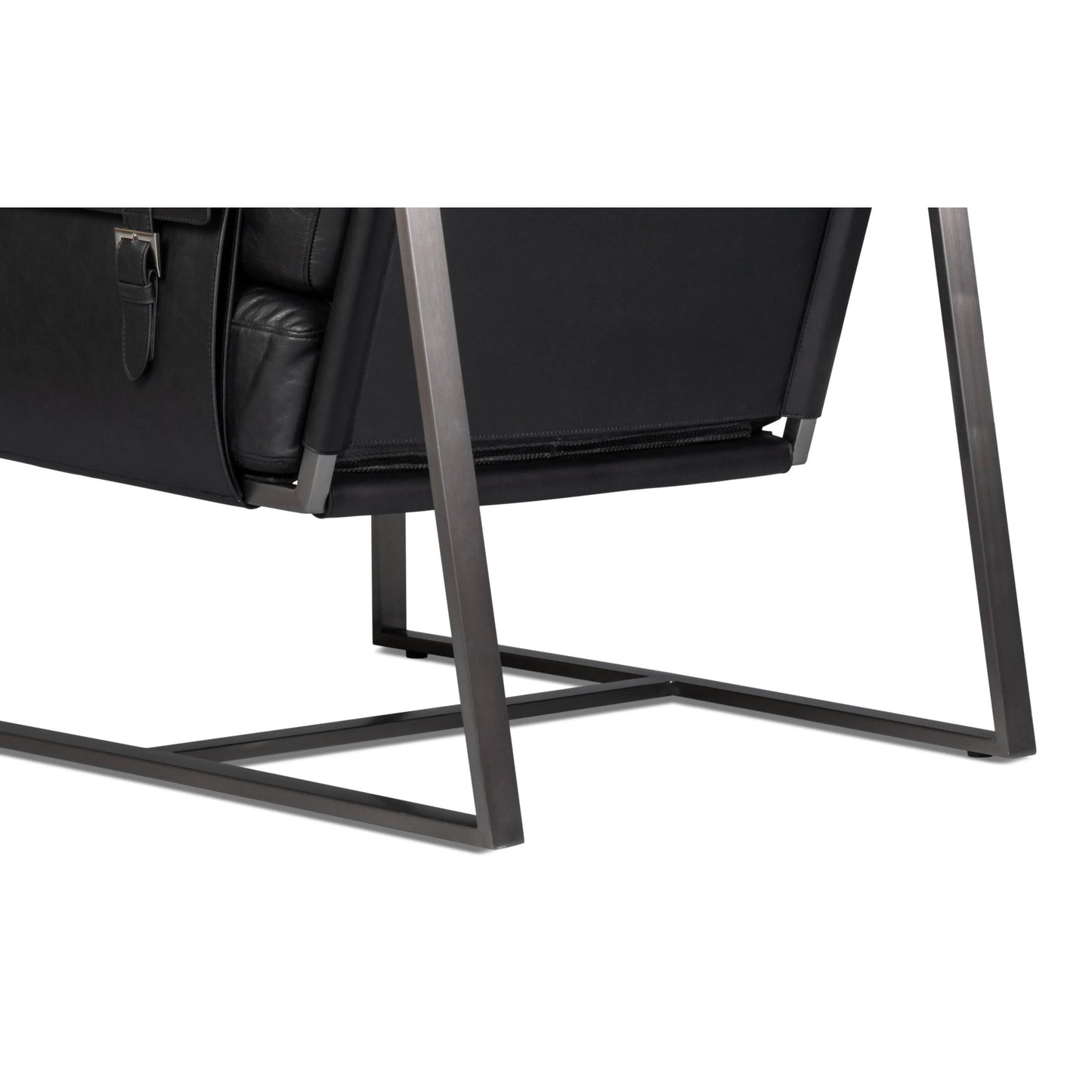 009 SI-2238619 | Additional Silo | Edmonds Distilled Leather Chair by Sarreid Ltd. in onyx black. Made from leather, iron in a unique style.