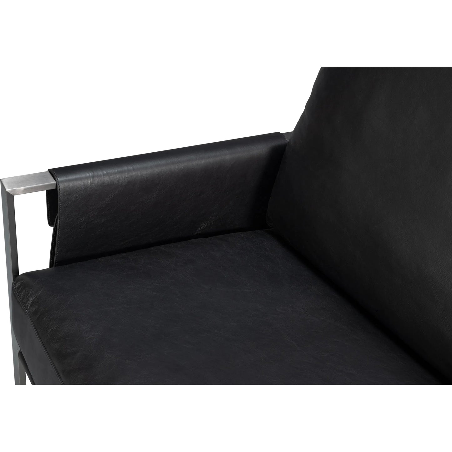 005 SI-2238619 | Additional Silo | Edmonds Distilled Leather Chair by Sarreid Ltd. in onyx black. Made from leather, iron in a unique style.