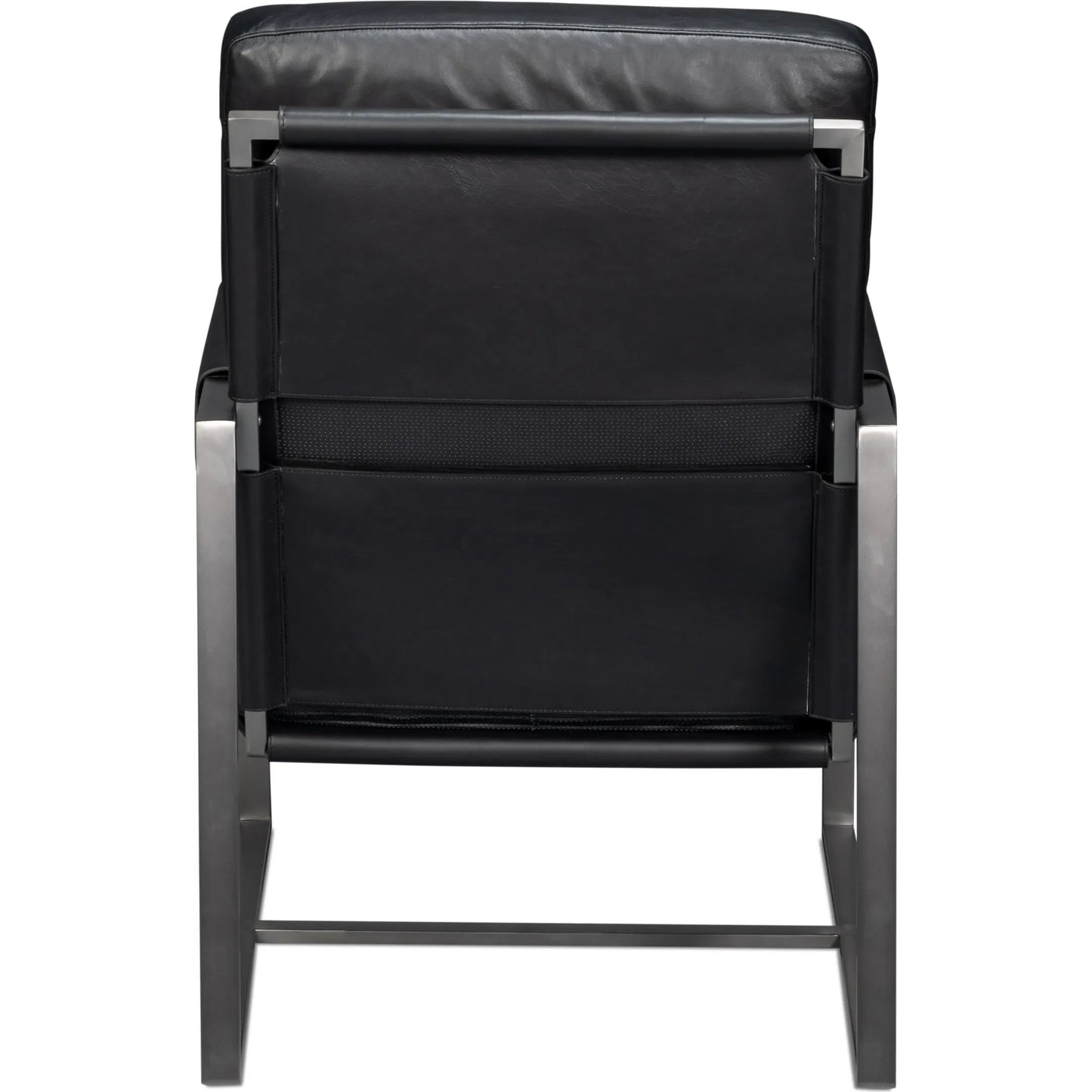 003 SI-2238619 | Additional Silo | Edmonds Distilled Leather Chair by Sarreid Ltd. in onyx black. Made from leather, iron in a unique style.