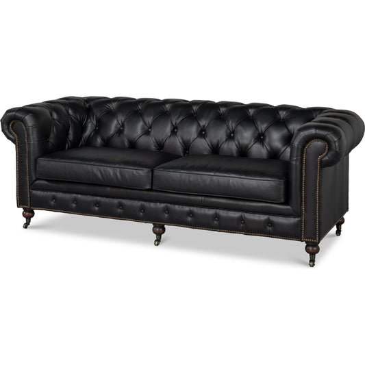 Castered Chesterfield Sofa by Sarreid Ltd.. Made from unique in a traditional style.
