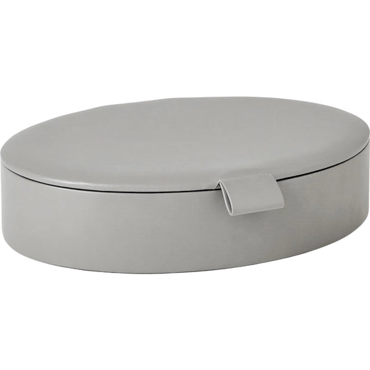 001 SR-890768 | Primary Silo | Signature Oval Leather Box by Global Views. Made from mdf, leather, polyester suede in a transitional style.