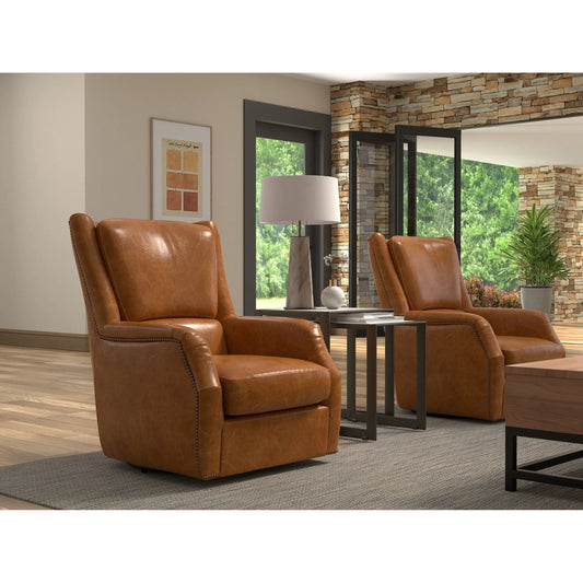 Baker Leather Swivel Chair by Sarreid Ltd.. Made from wood, nailhead, leather in a transitional style.