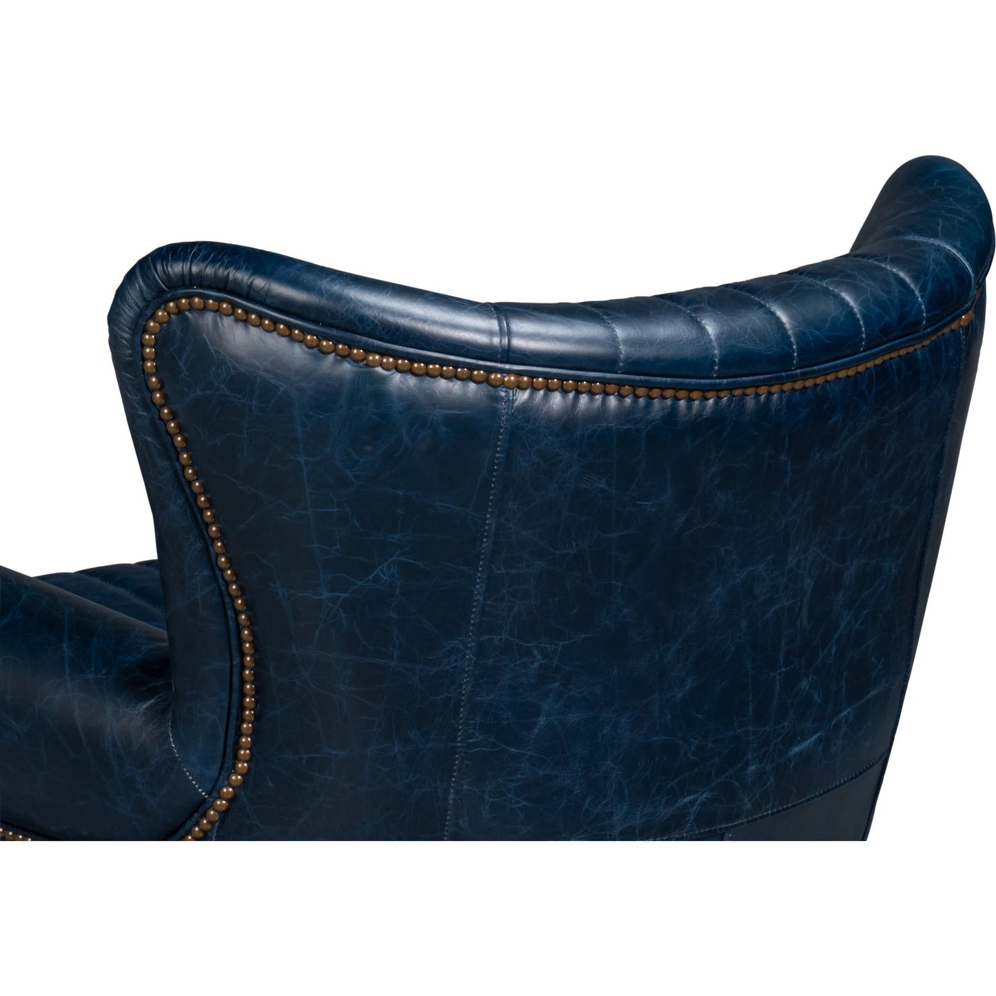 023 SI-2238676 | Additional Silo | Bugatti Leather Swivel Chair by Sarreid Ltd.. Made from wood, nailhead, leather in a transitional style.