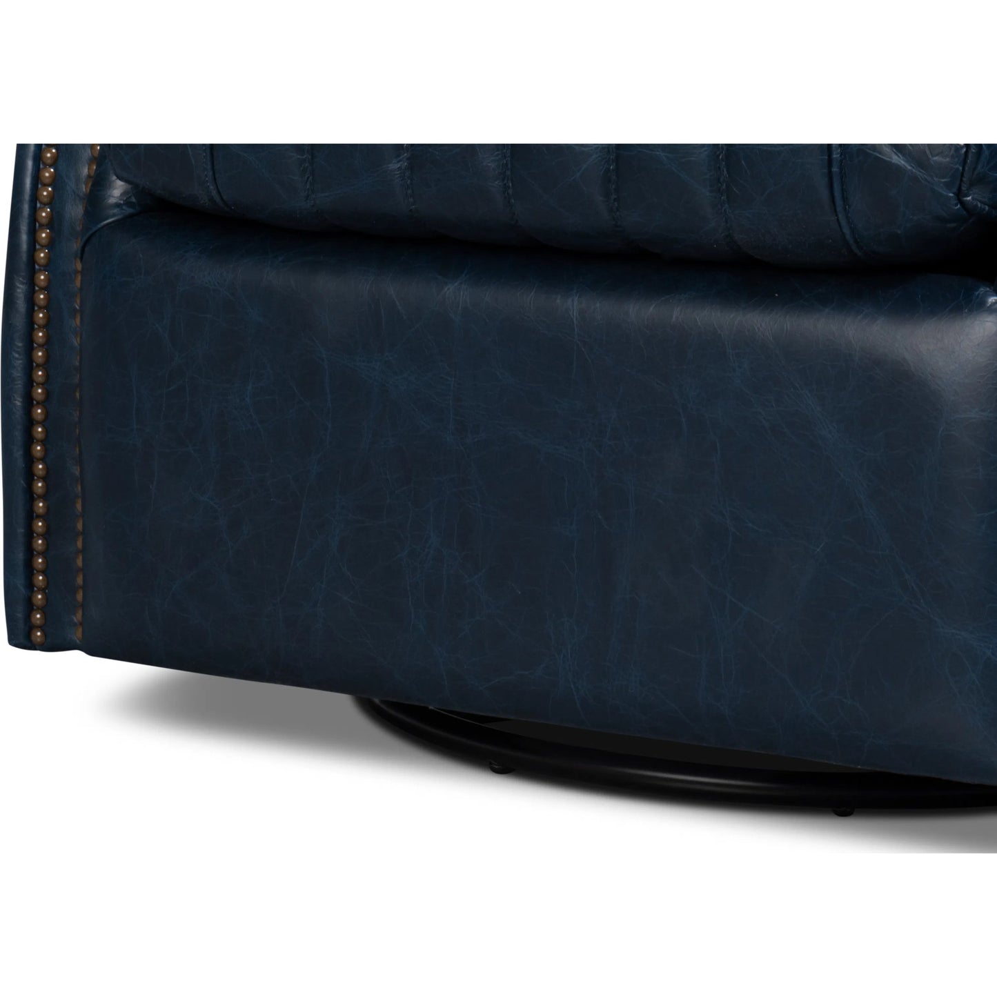 015 SI-2238676 | Additional Silo | Bugatti Leather Swivel Chair by Sarreid Ltd.. Made from wood, nailhead, leather in a transitional style.