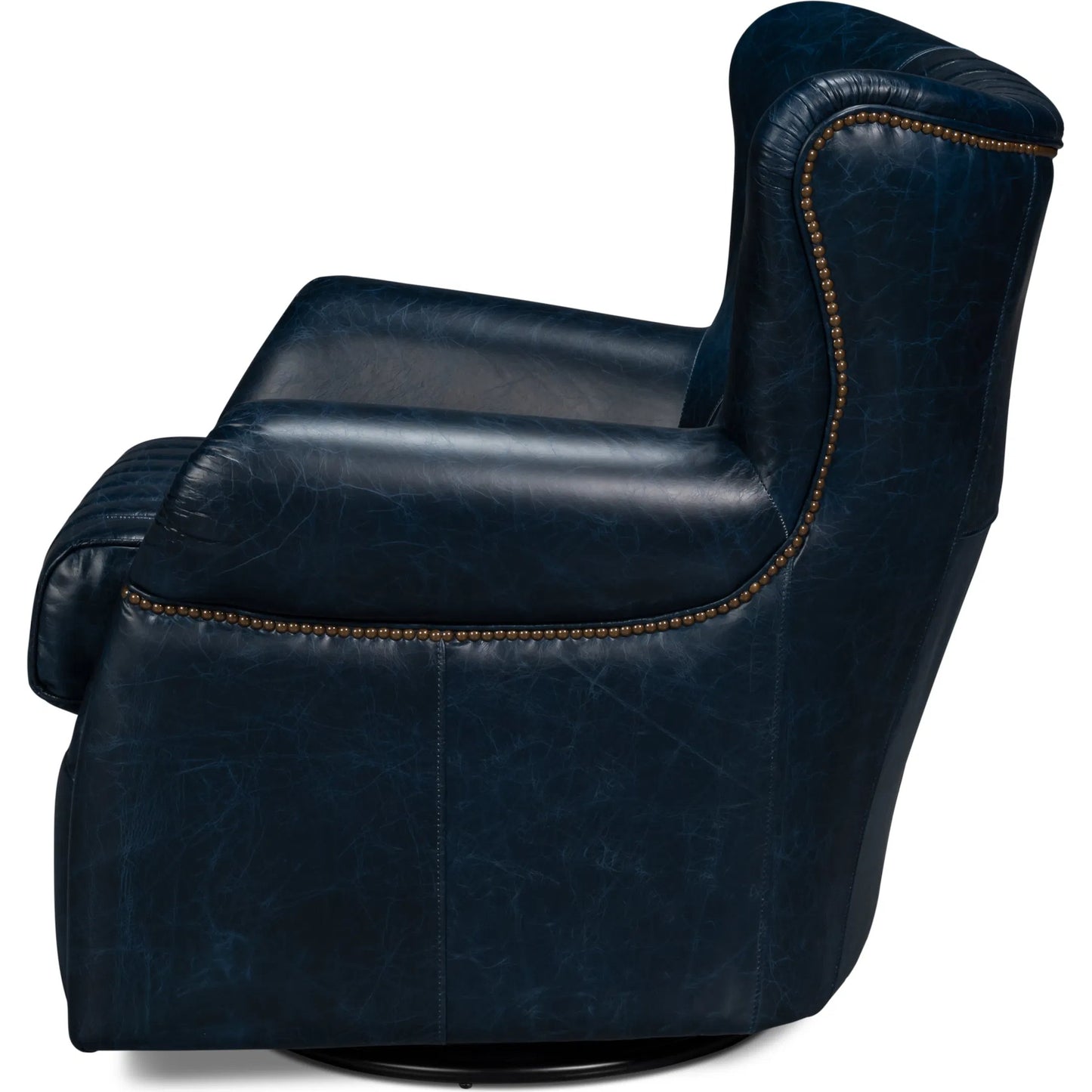 021 SI-2238676 | Additional Silo | Bugatti Leather Swivel Chair by Sarreid Ltd.. Made from wood, nailhead, leather in a transitional style.