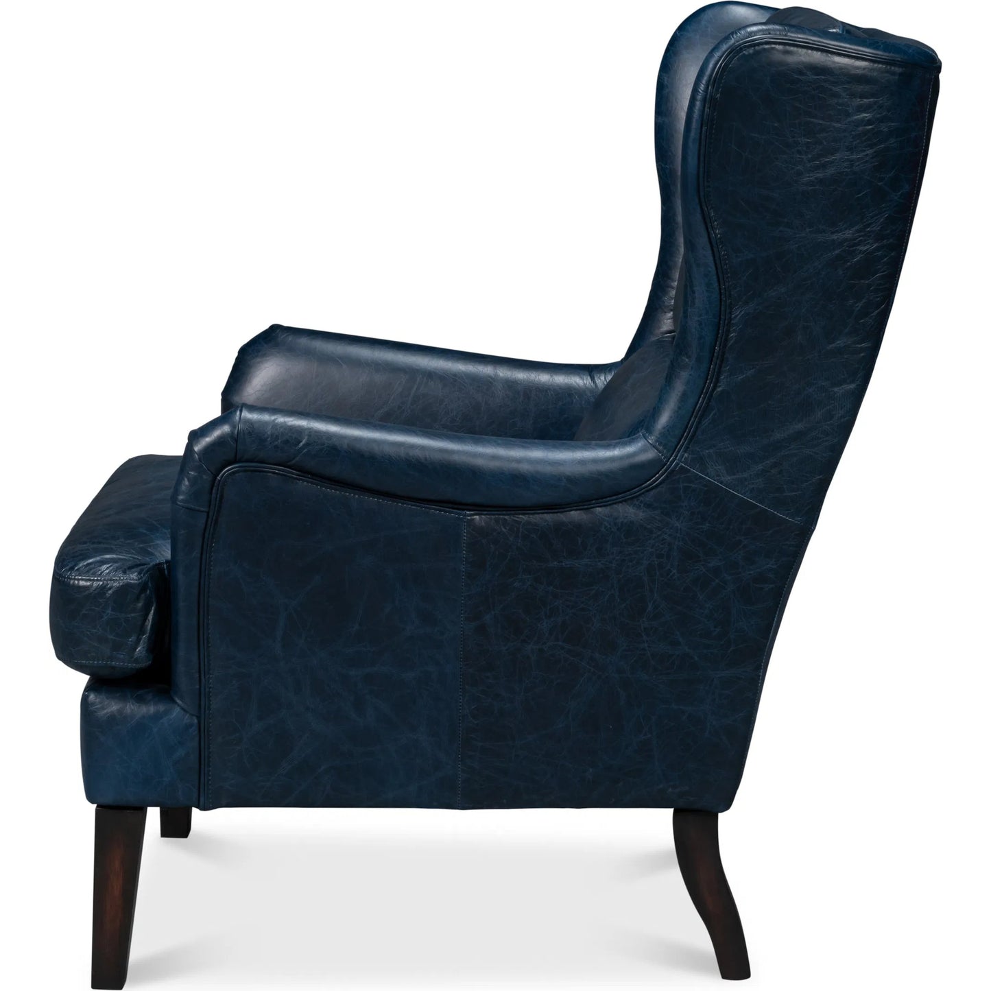 034 SI-2238685 | Additional Silo | Elite Wing Lounge Chair by Sarreid Ltd.. Made from rubber wood, top grain cow leather in a rustic style.
