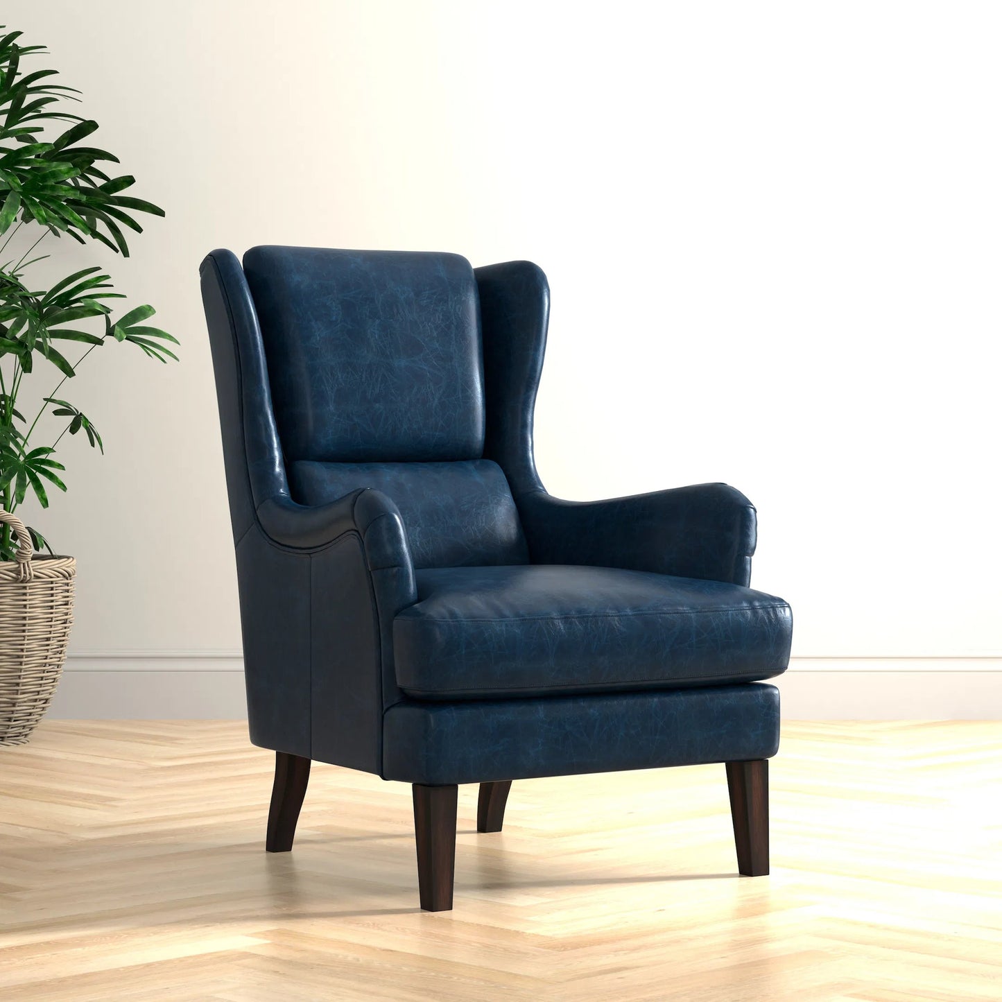 047 SI-2238685 | Lifestyle | Elite Wing Lounge Chair by Sarreid Ltd.. Made from rubber wood, top grain cow leather in a rustic style.