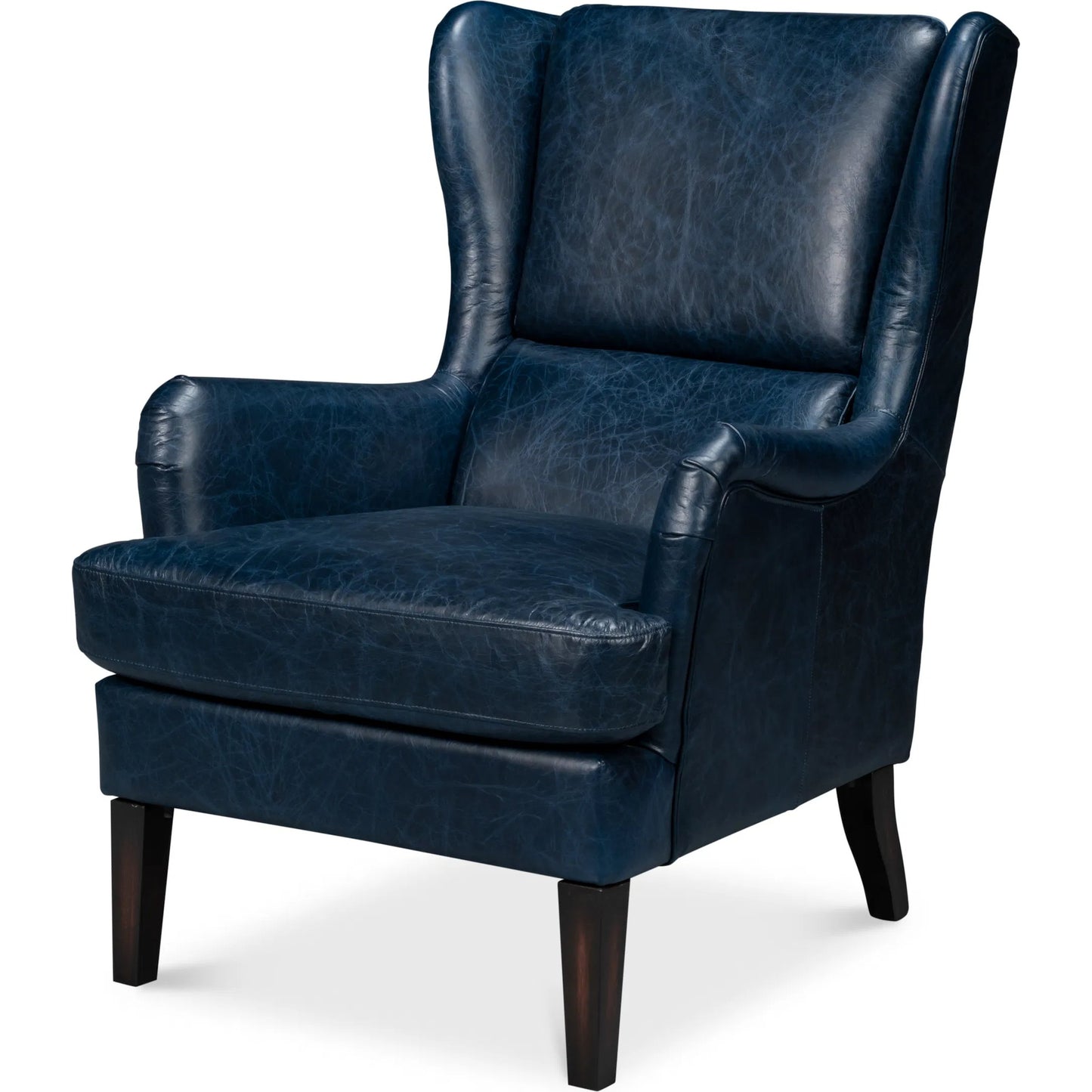 003 SI-2238685 | Primary Silo | Elite Wing Lounge Chair by Sarreid Ltd.. Made from rubber wood, top grain cow leather in a rustic style.