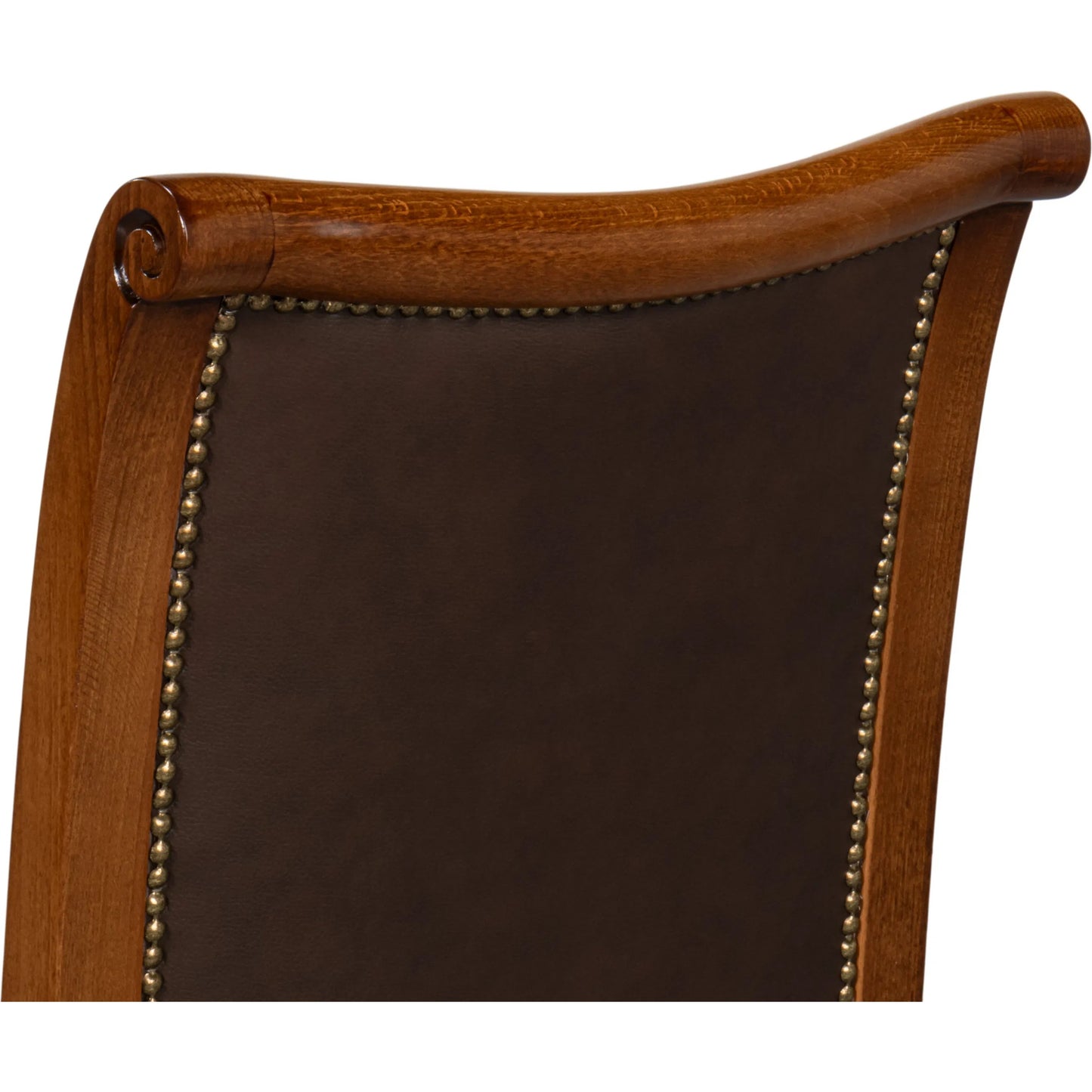 002 SI-2238708 | Additional Silo | Camile Leather Side Chair by Sarreid Ltd. in sierra brown and old world walnut. Made from leather, walnut in a unique style.