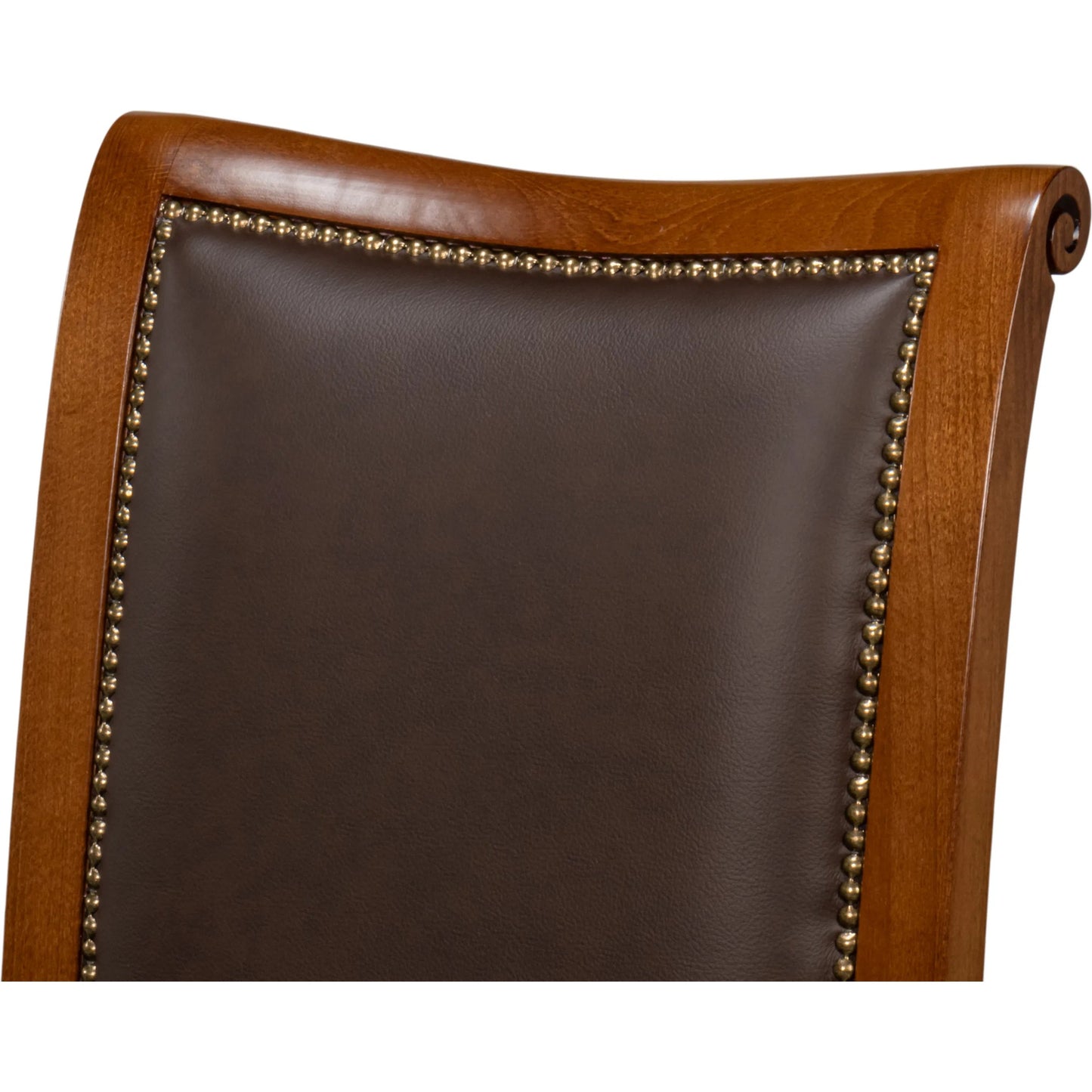 005 SI-2238708 | Additional Silo | Camile Leather Side Chair by Sarreid Ltd. in sierra brown and old world walnut. Made from leather, walnut in a unique style.
